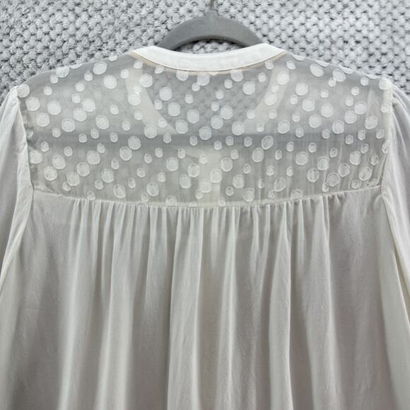 Boden Top Womens US10R Ivory Viscose Sheer Shoulders Long Sleeves Button Front - Picture 10 of 16